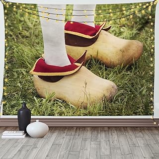 Ambesonne Dutch Tapestry, Photo of Traditional Dutch Clogs Folkloric Themed Cultural Shoe from Netherlands, Wide Wall Hanging for Bedroom Living Room Dorm, 60" X 40", Multicolor