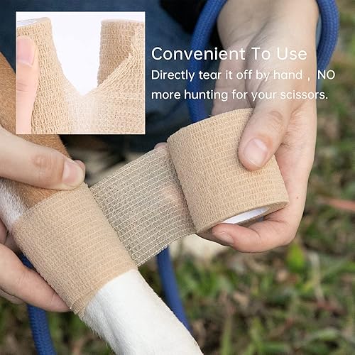 Miniatura 6 de Risen Paquete de 6 vendajes autoadhesivos, cinta médica de 2 x 5 yardas, rollos de gasa de primeros auxilios, vendajes cohesivos para deportes,