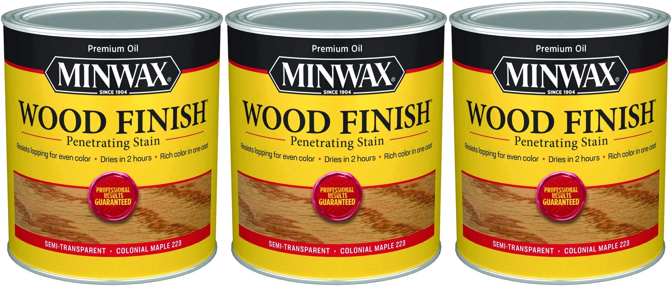 Minwax 70005444 Wood Finish Penetrating Stain, Quart, Maple 3 Pack
