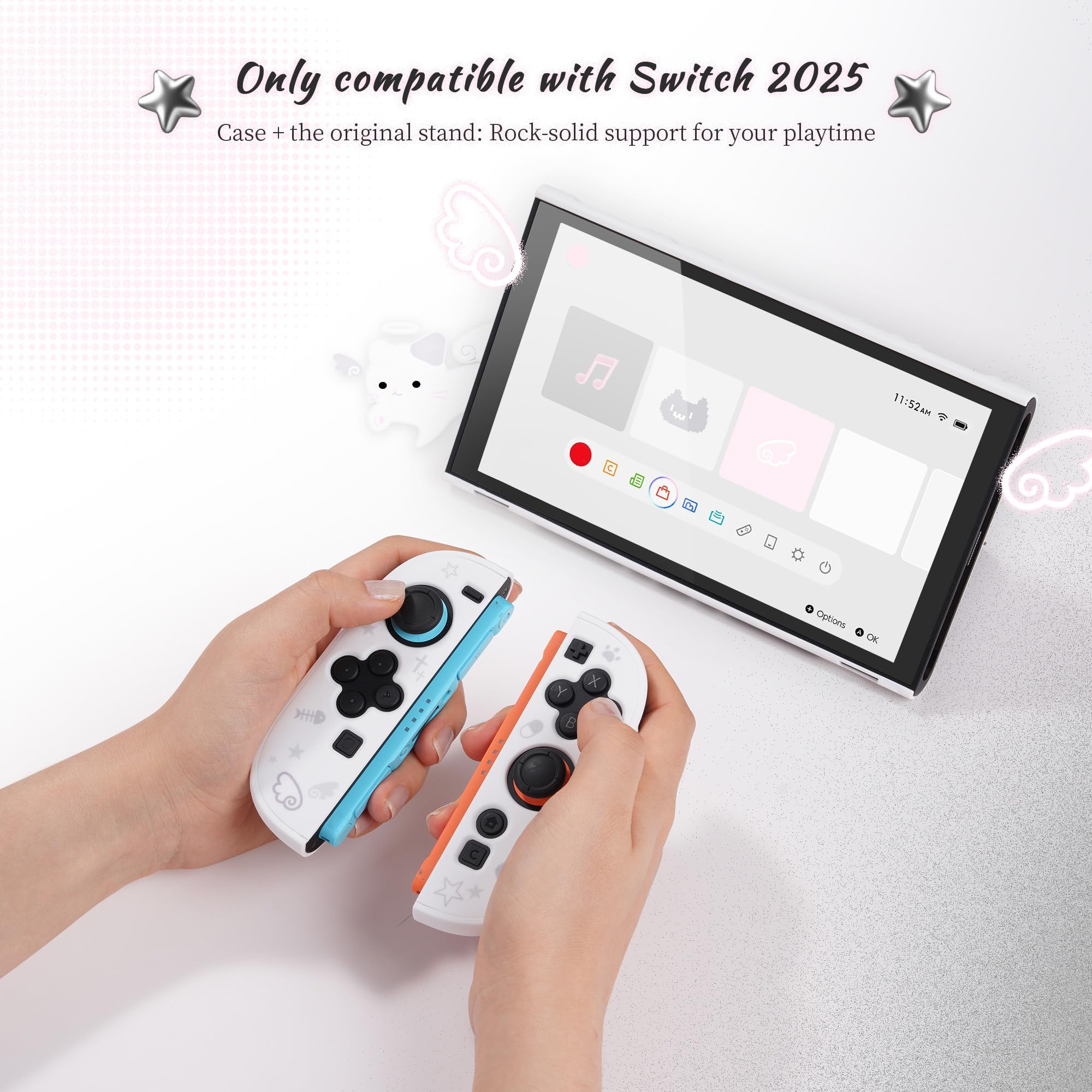 GeekShare Etui ochronne kompatybilne z Switch 2, Kawaii Cartoon Dockable Case Kompatybilny z Switch 2, Odporna na zarysowania i wstrząsy Design Cover Skin - Star Kitty