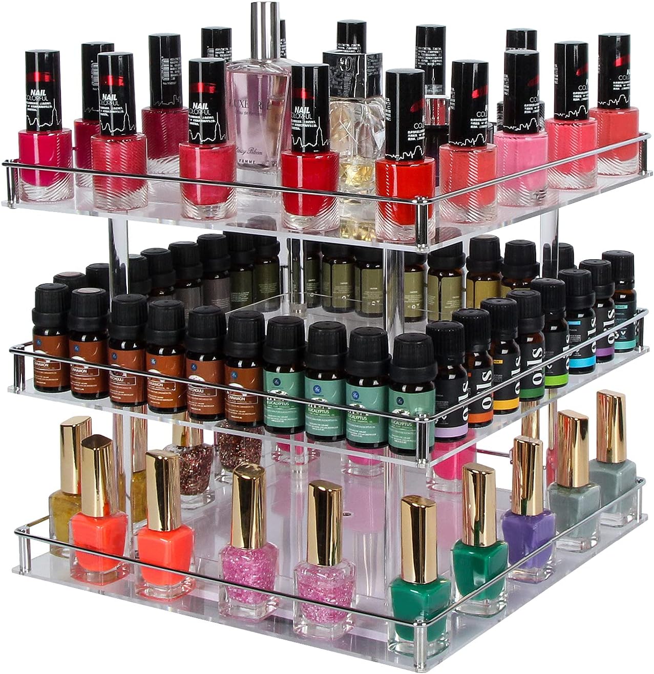 J JACKCUBE DESIGN 3 Tier Acrylic Nail Polish 360 Rotating Display Rack