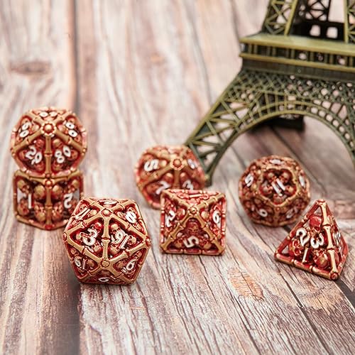 Miniatura 3 de Juego de dados de metal huecos poliédricos de calavera, adecuado para Calabozos y Dragones, RPG, MTG, juegos de mesa D&D, Pathfinder Shadowrun y