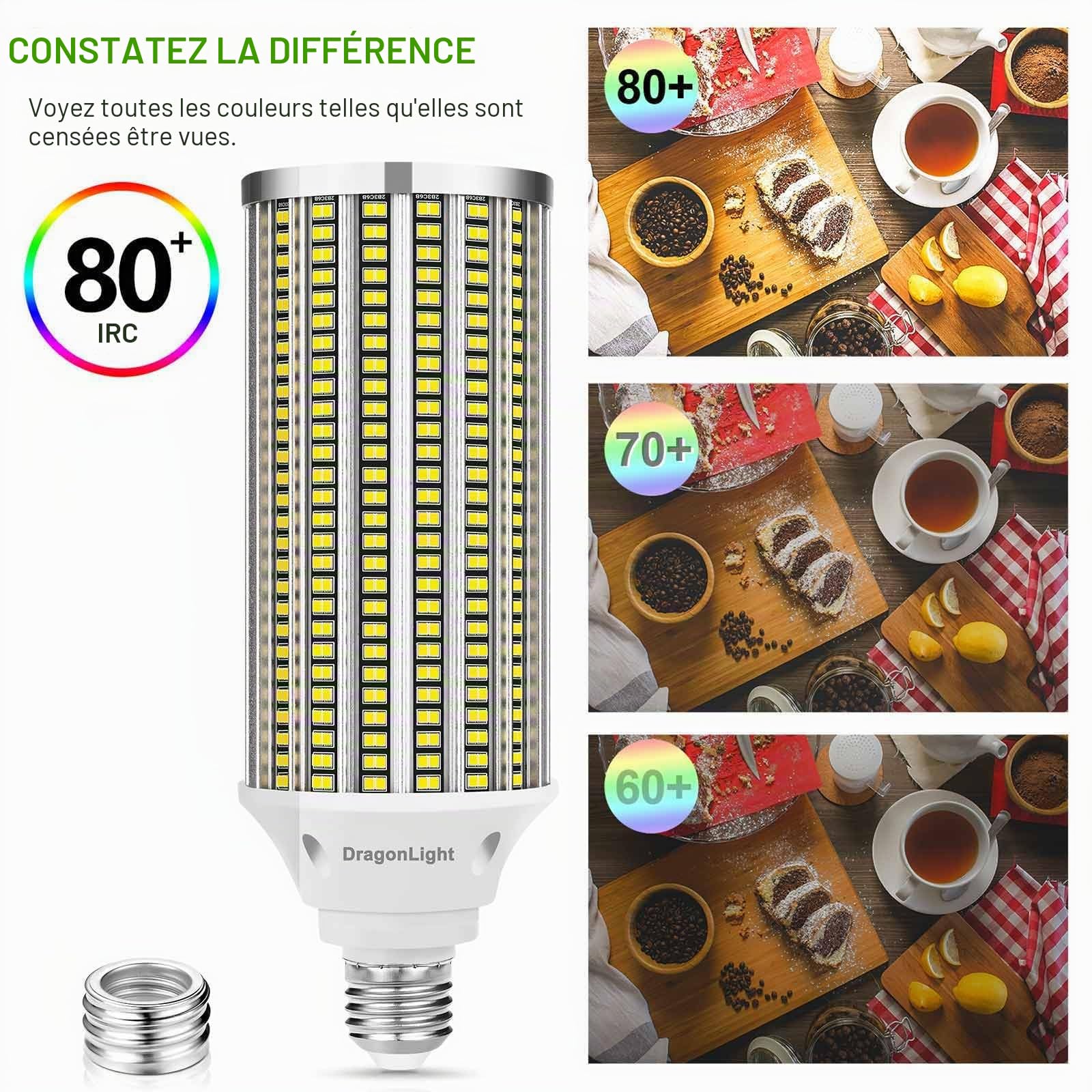 DragonLight 100W Ampoule LED Maïs Super Lumineuse (Remplace 700W) - Ampoule LED Edison E27/E40-5000K Blanc Froid 12000LM pour éclairage industriel - Garage Atelier Bureau Cour (Lot de 2)