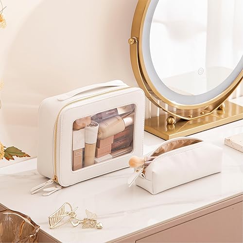 Miniatura 8 de HBselect Organizador de bolsa de maquillaje transparente, bolsa de aseo portátil de viaje, bolsa de cosméticos para mujeres, bolsa de almacenamiento