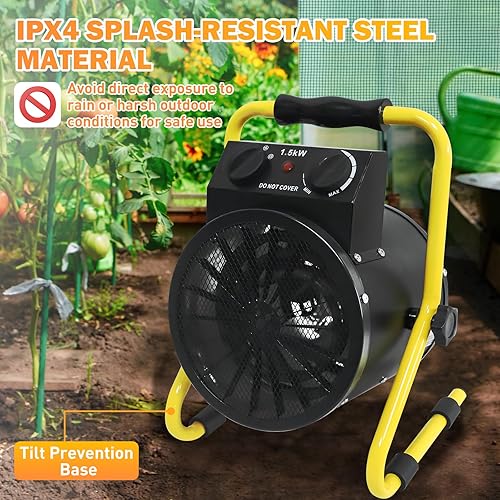 Miniatura 7 de COOS BAY Calentador radiante de 1500 W con termostato, calentador eléctrico para invernadero cerrado, tienda de cultivo y espacios de trabajo