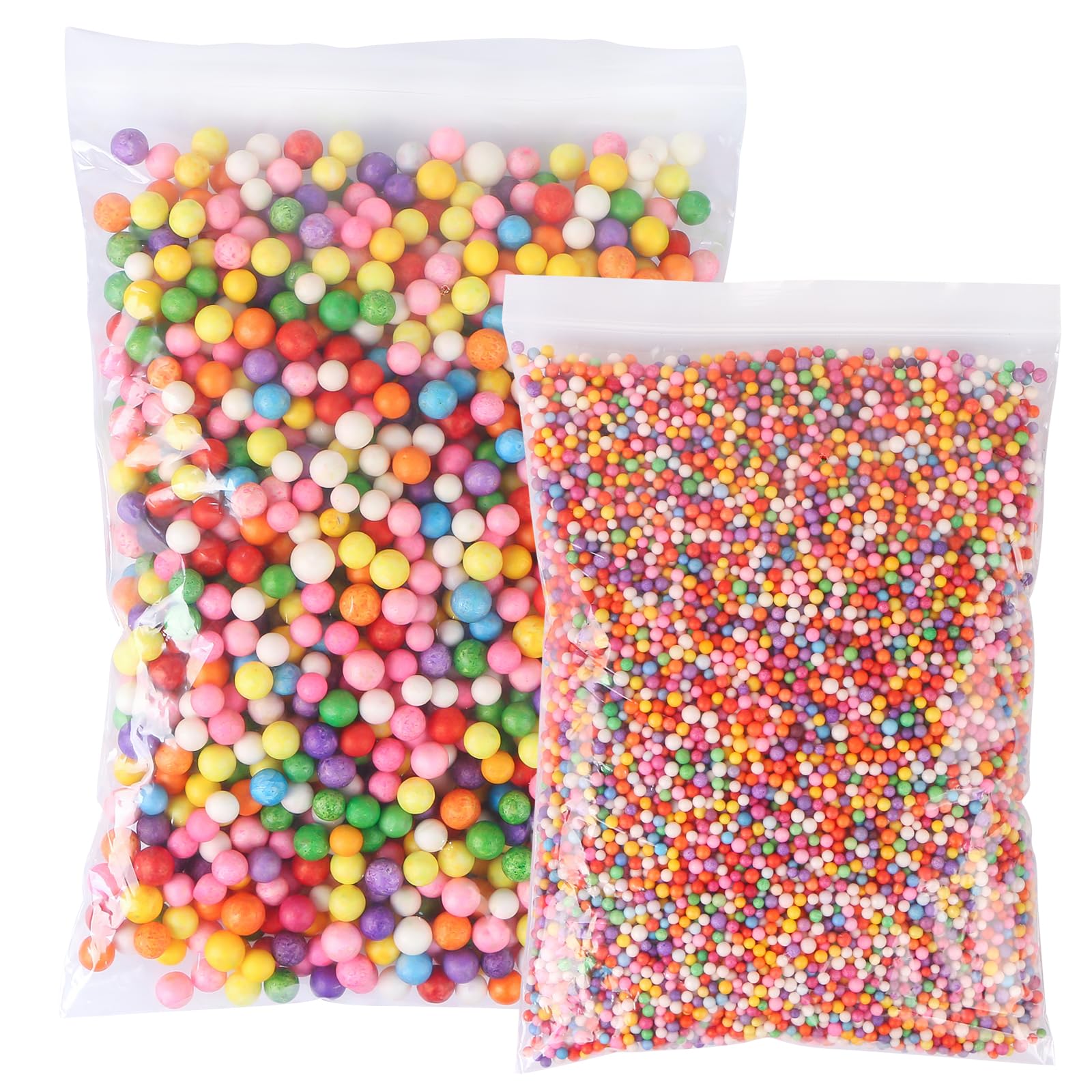 MIDELONG 2-3mm Colorful Foam Beads 7-9mm Assorted Size Mini Foam Beads Balls Slime Foam Beads Floam Balls for Art Homemade Slime DIY Crafts Supplies Wedding Party Decoration 30000pcs