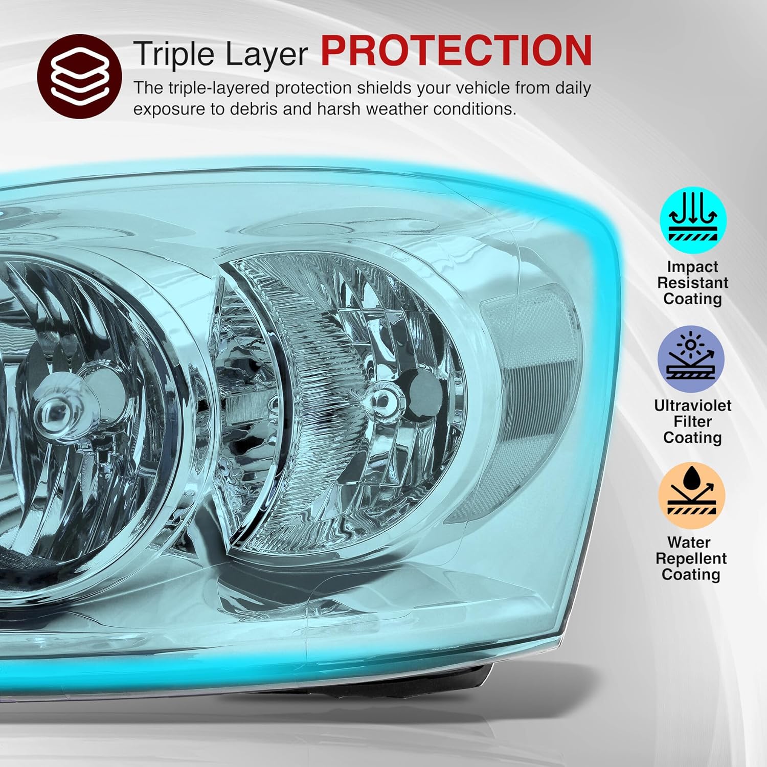 AJP Distributors Upgrade Driving Head Lights Lamps Assembly Unit Front Bumper Housing Pair Set Left + Right Compatible/Replacement for Ram 1500 2500 3500 Pickup Truck 2006 2007 2008 2009 06 07 08 09