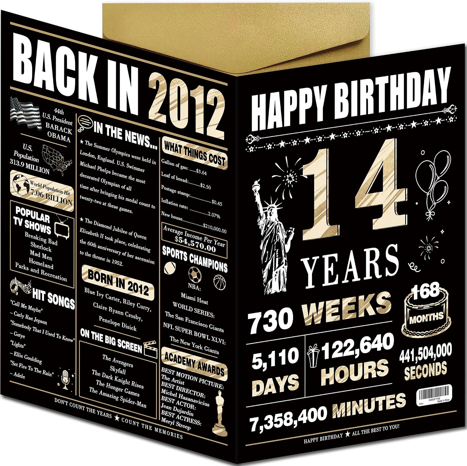 Happy 14th Birthday Card Gifts Decorations for Teen Girls Boy Friend