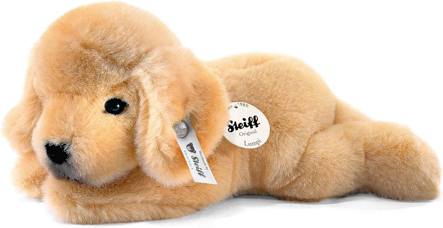 Steiff USA Handmade Light Brown Lumpi Little Friend Golden Retriever Puppy Plush, 9.8” x 5.5” x 4.3” (280160)
