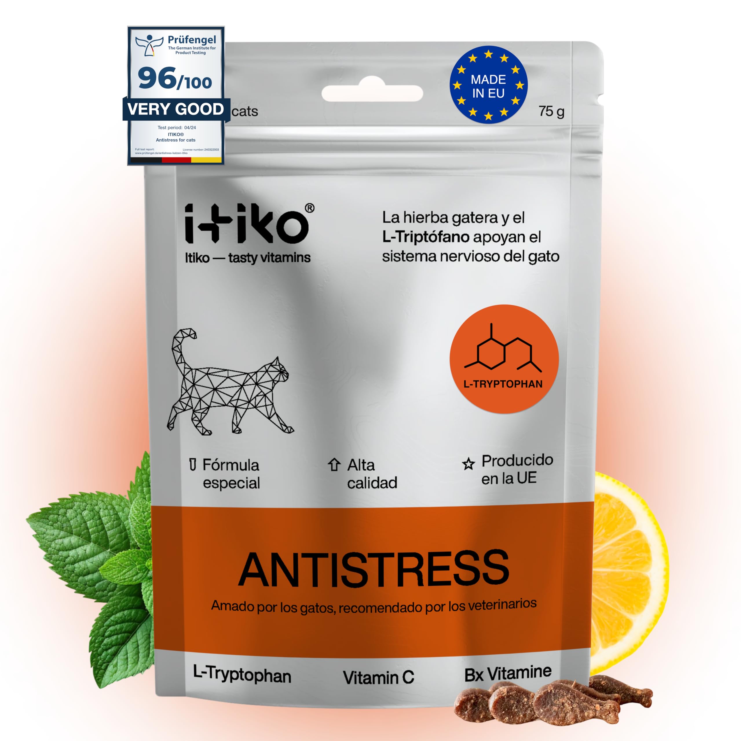 Vitaminas para Gatos | Delicioso Complemento Alimenticio Calmante Gatos contra el Estrés | Natural Tranquilizante para Gatos | Mejora del Sistema Nervioso