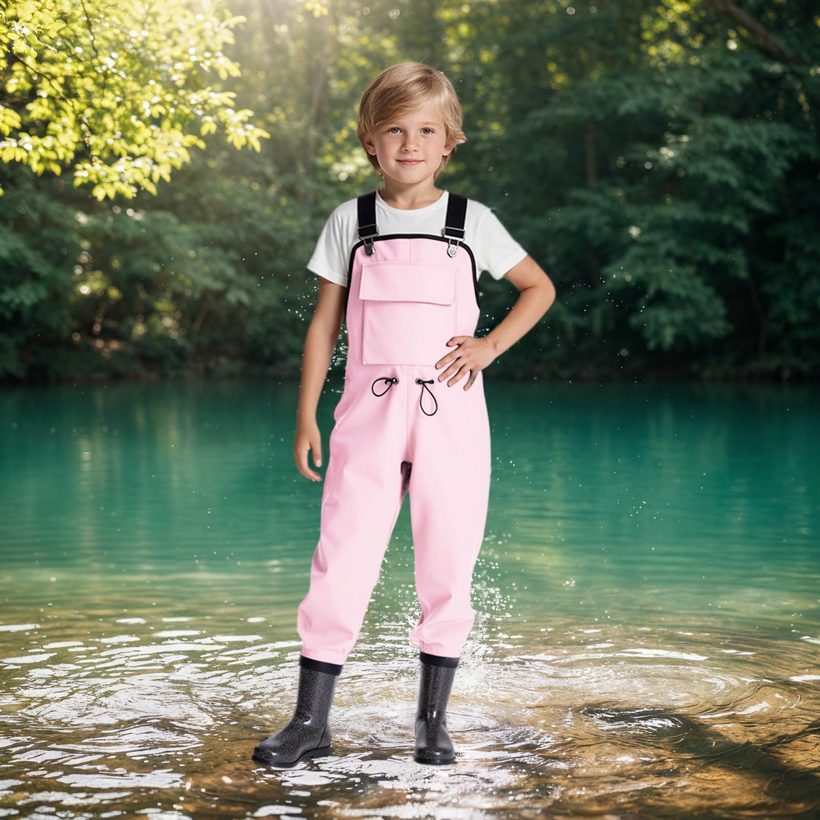 Matschhose Jungen Wasserdicht Atmungsaktiv Outdoor Regenlatzhose Kinderwathose Sommer Ganzkörper Verstellbare Träger Regenhose für Junge Und Mädchen Buddelhose