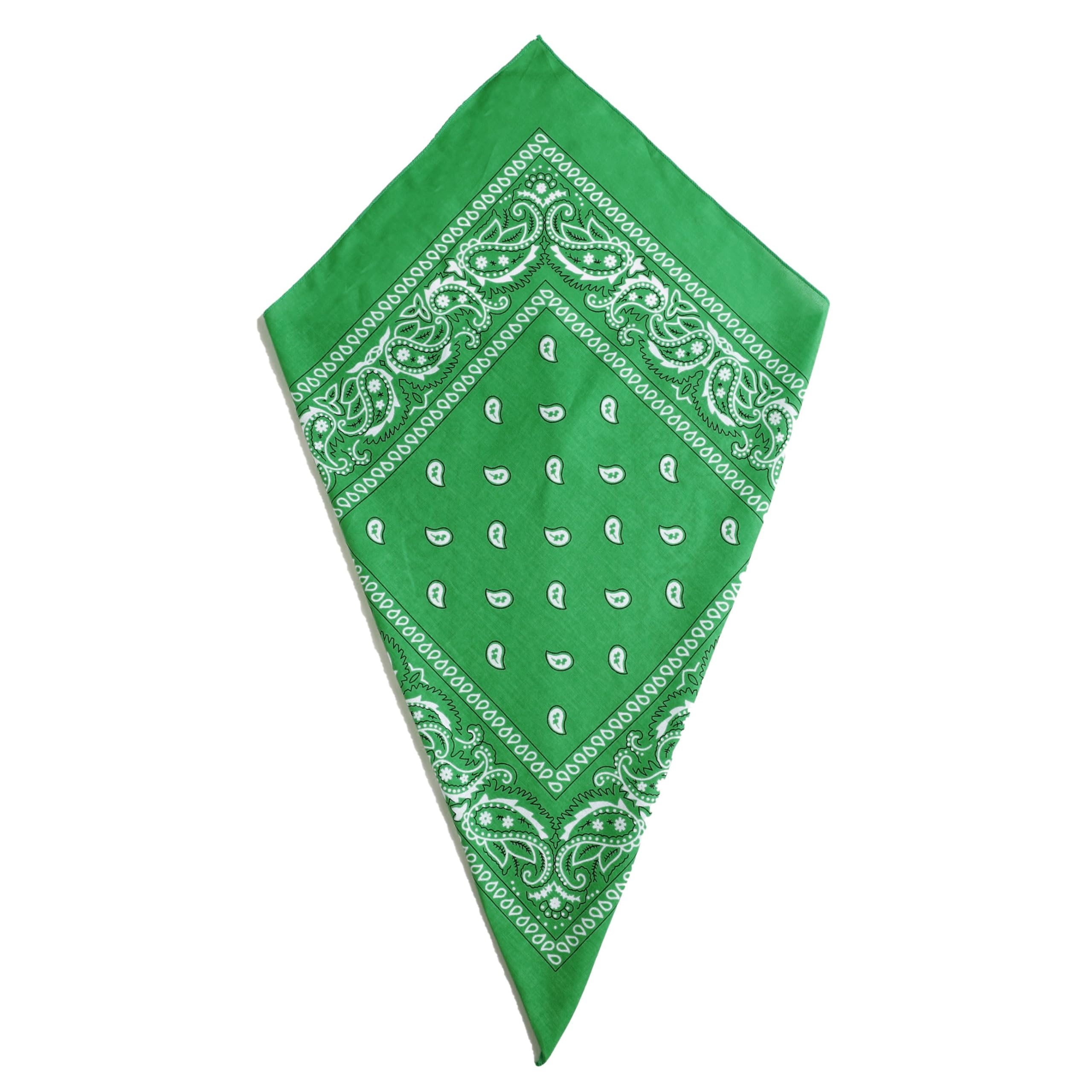 Green Paisley Bandana Head Scarf Headbands Handkerchief Cowboy Cotton Bib Party Face Covering Headwear For Motorcycling Mens Womens Unisex