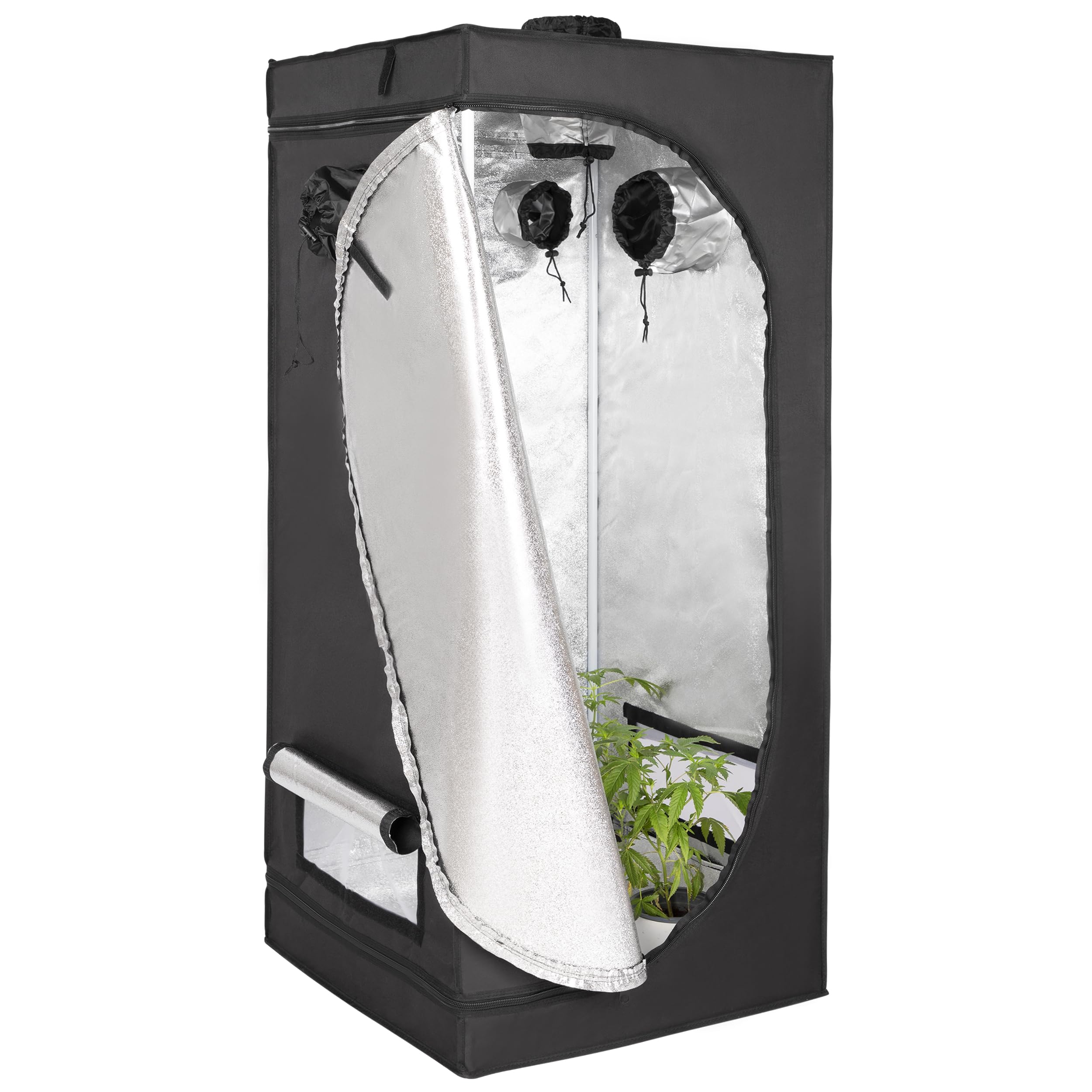 ONVAYA® Pflanzen-Zuchtzelt ǀ 60 x 60 x 140 cm ǀ lichtundurchlässig ǀ mit 5 Zugängen ǀ inkl. wasserfester Bodenschutzwanne ǀ einfacher Aufbau ǀ Indoor- Gewächshaus