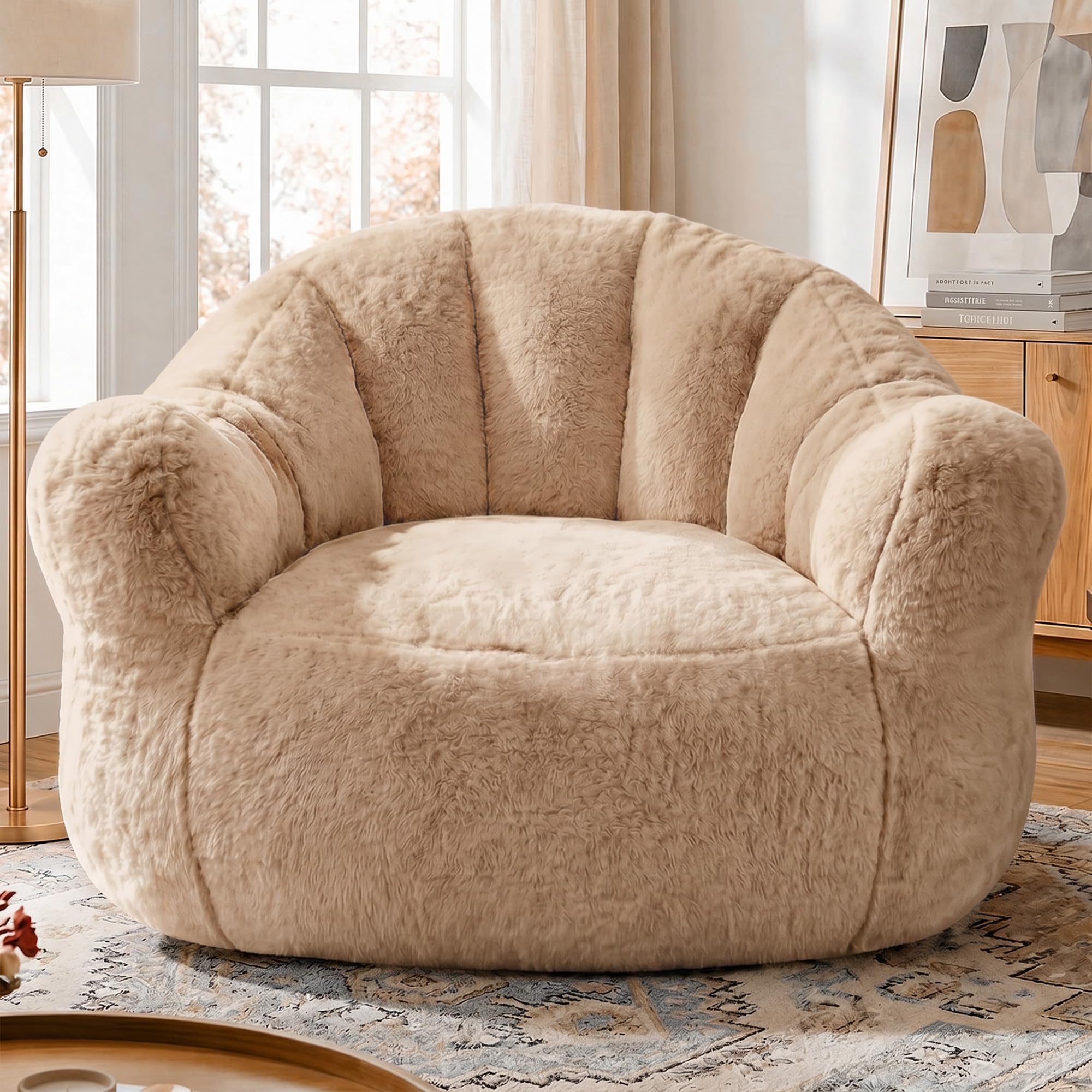 Homkdom Giant Bean Bag Chair for Adults, Comfy Bean Bag Sofa with Armrests