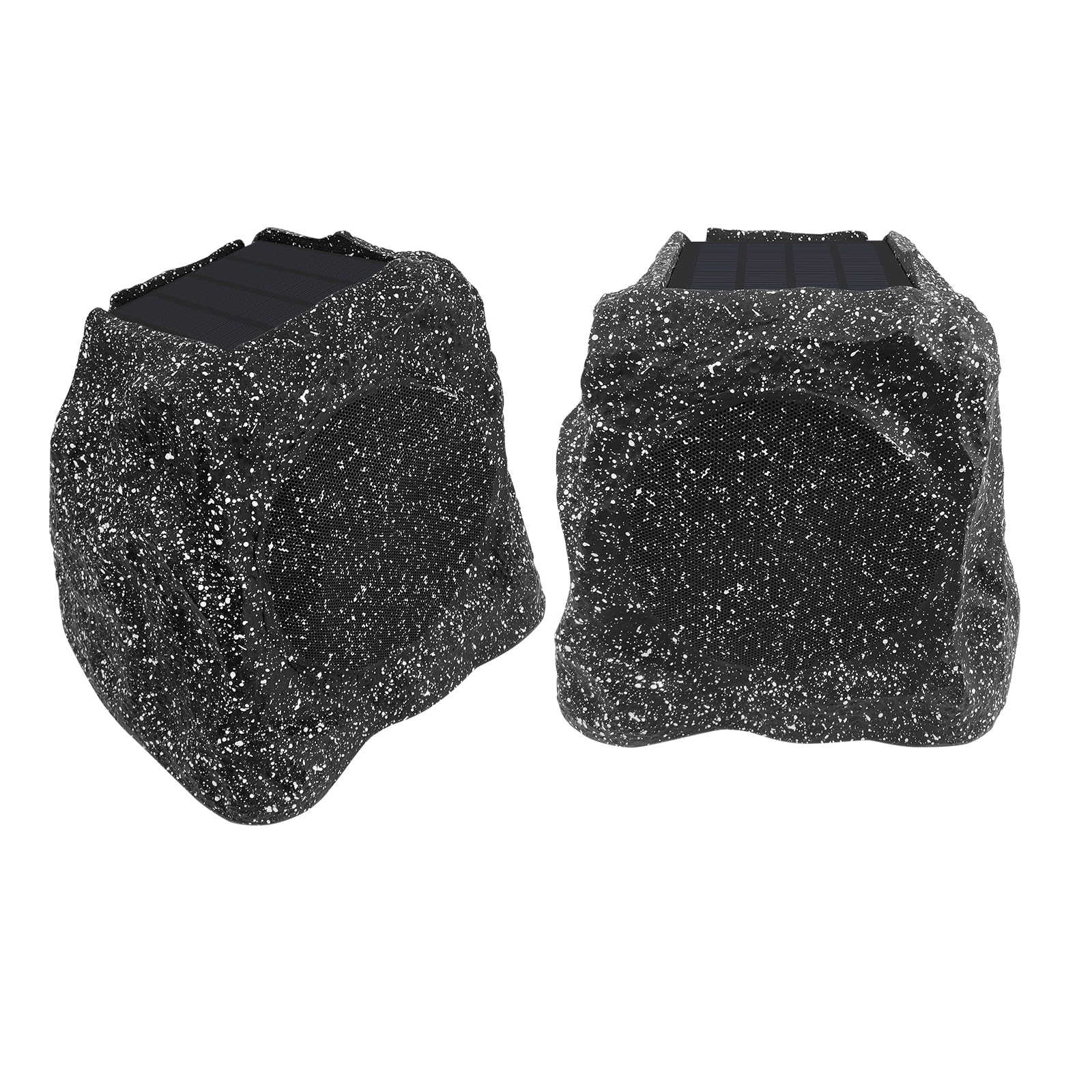 Herdio 4" Rock Bluetooth Speakers Outdoor Waterproof IPX7 Wireless Solar Max 160 Watt, TWS Connection Powered with Rechargeable Battery for Garden Patio Deck Pool Backyard（Gray，1Pair）