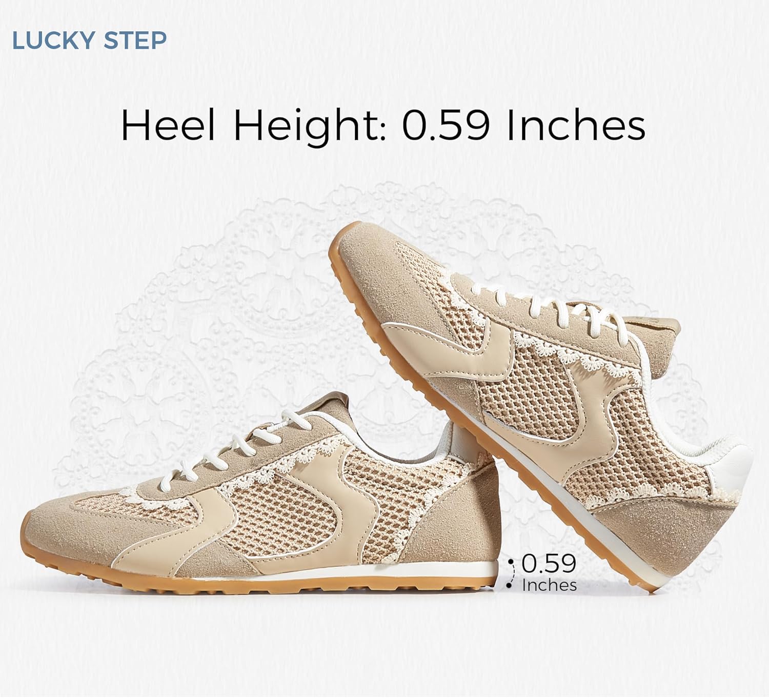 LUCKY STEP Women's Mesh Fashion Sneakers Non Slip Breathable Casual Running Shoes Stylish Retro Lace Walking Sneaker - Image 6