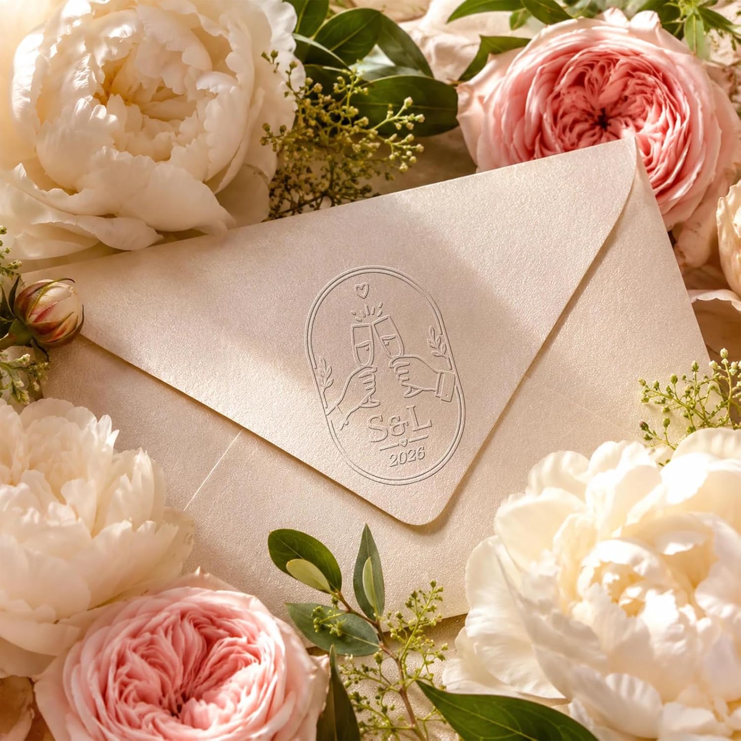 Custom Monogram Wedding Embosser,Custom Inital Names & Date