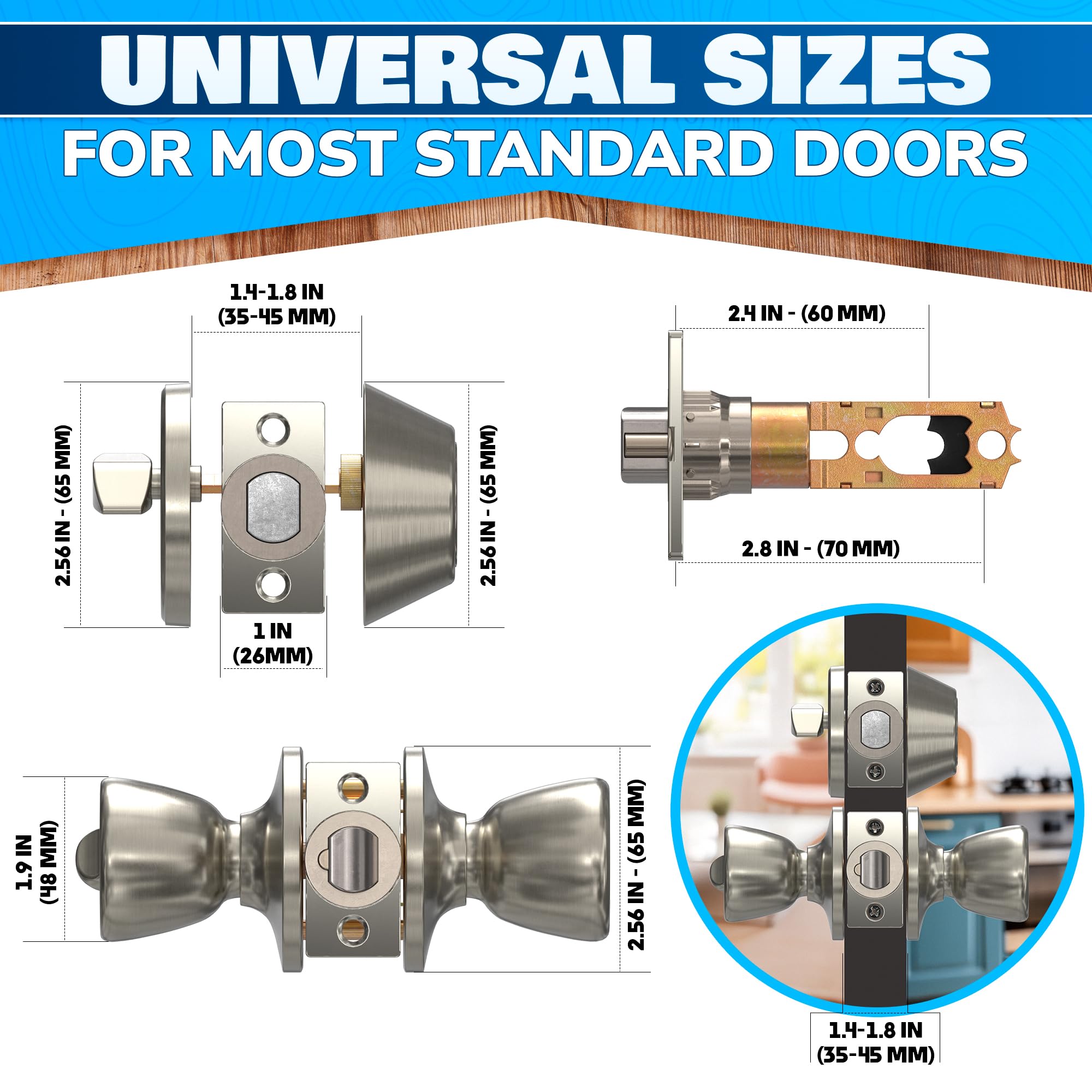 Stainless Steel Mobile Home Door Knobs with Deadbolt -2