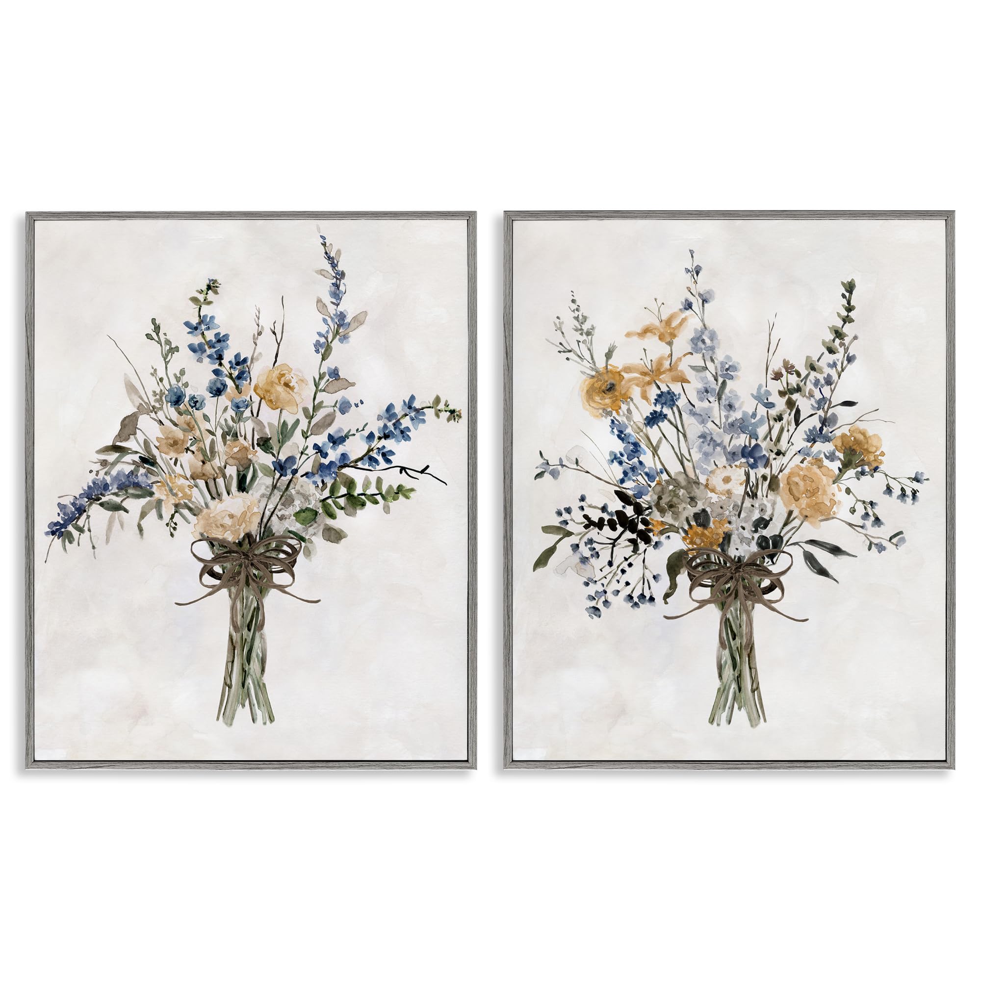 Stupell Industries French Wild Herb Bouquet 'Bushels Of Herbs', 2Pc Framed Giclee Art Set 2, Gray, 11 X 14 Inches, Easy To Hang And Sturdy, Made In Usa, By Carol Robinson