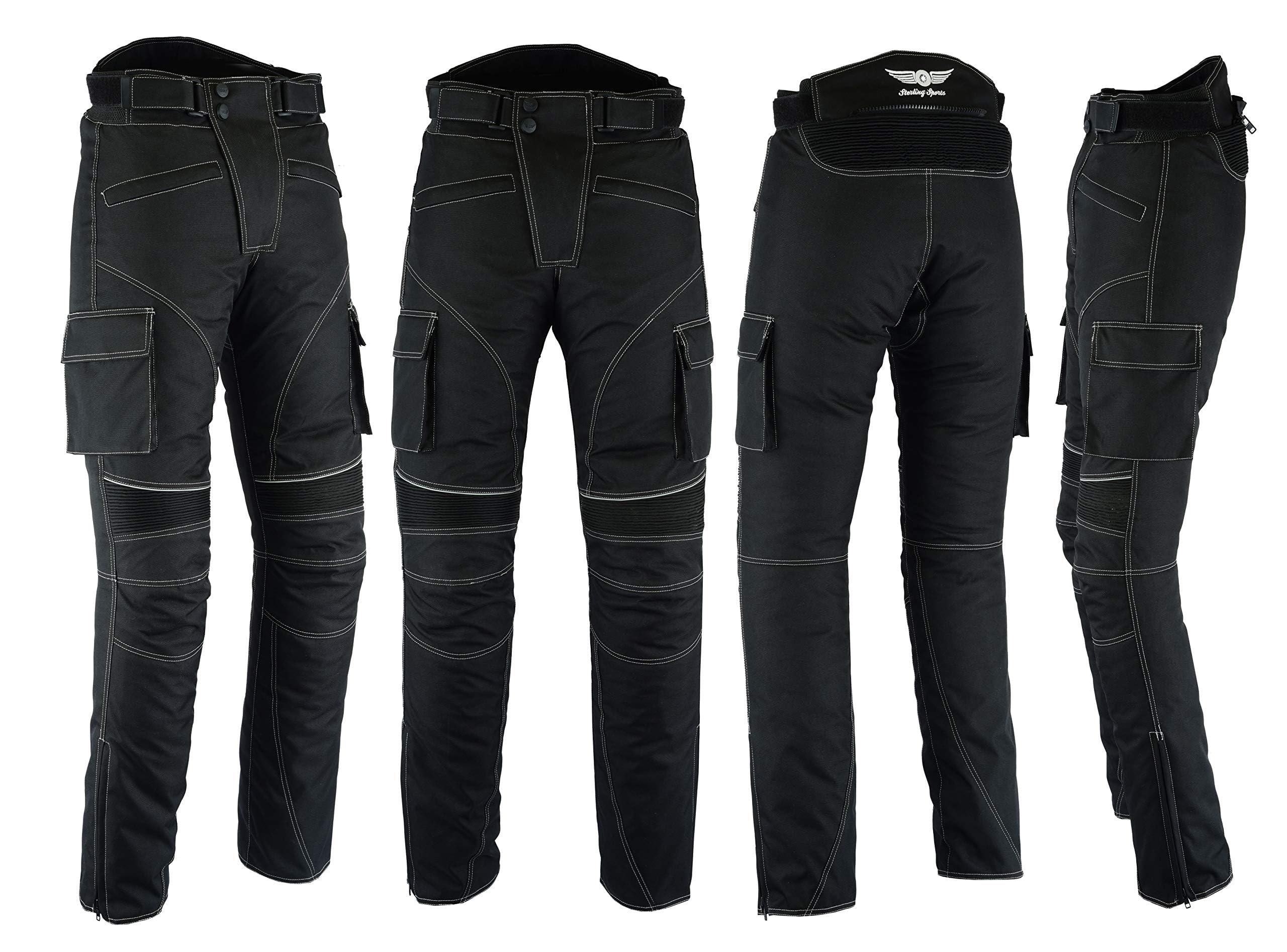Sterling Sports®Men Textile Waterproof Motorbike Motorcycle Thermal Armoured Trousers Cargo Pant Black Cameo Grey Green — view 8