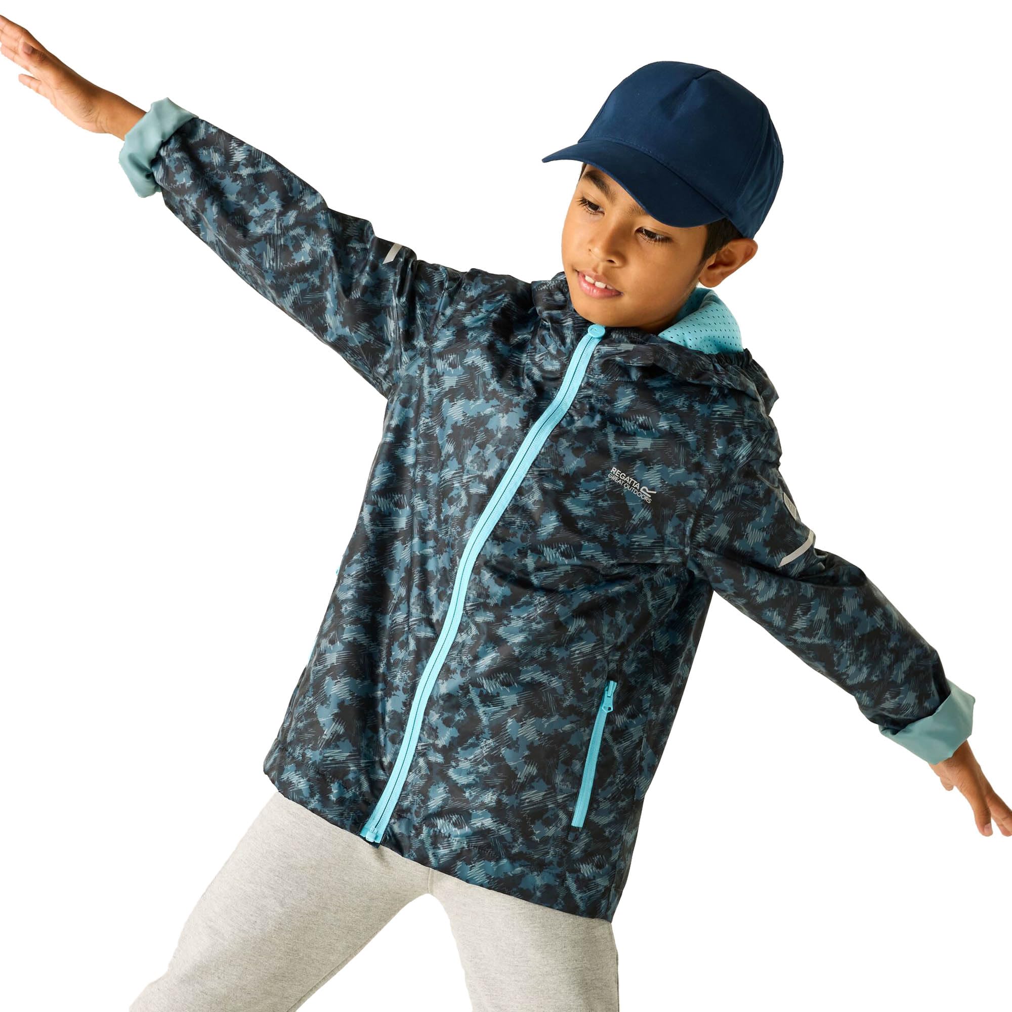 Regatta Unisex Kids Printed Lever II Waterproof Jacket Walking Hiking Coat