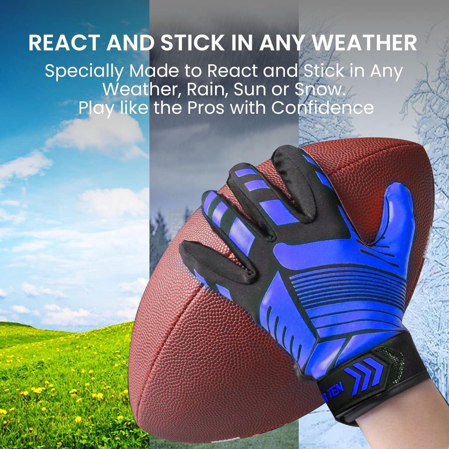 FINGER TEN American Football Gloves Handschuhe Fußball Empfangshandschuhe für Jugendliche Upgrade Atmungsaktive Flexible Empfangshandschuhe Geschenk für Kinder Jungen Mädchen
