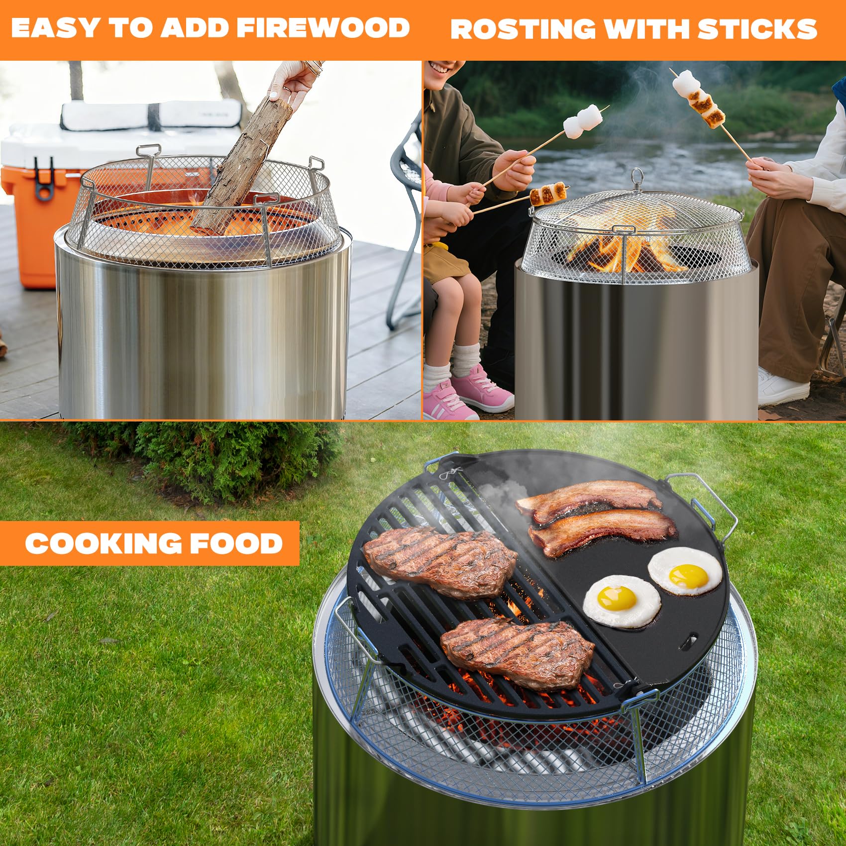 onlyfire Kit de Pare-étincelles en INOX pour Solo Stove Bonfire et Summit 19.5 Pouces 49.5 cm