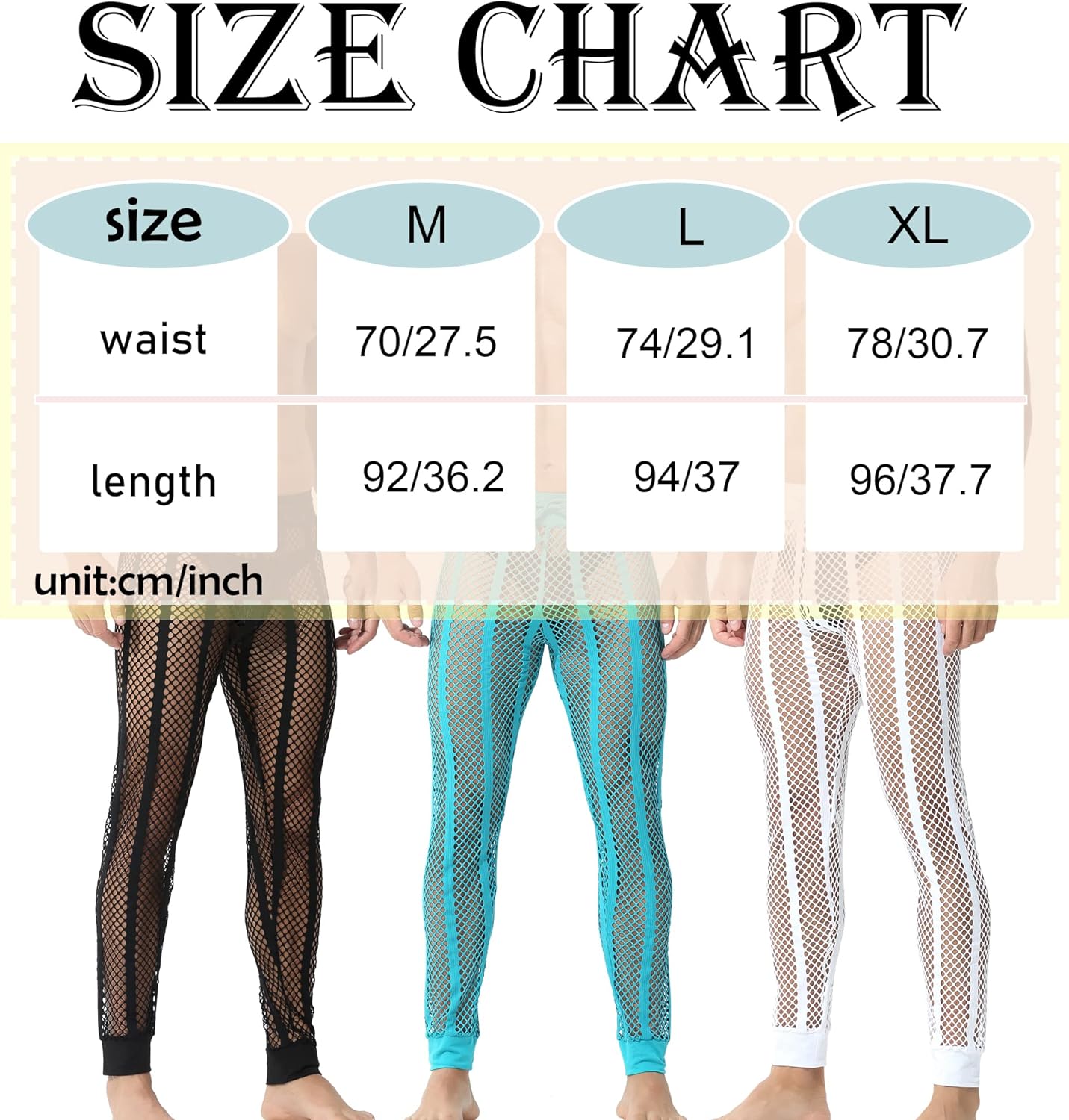 YUFEIDA Men's Fishnet Pants Drawstring Bottoms Low Rise Mesh Leggings Muscle Fit Long Pants See Through Thermal Bottoms - Image 7