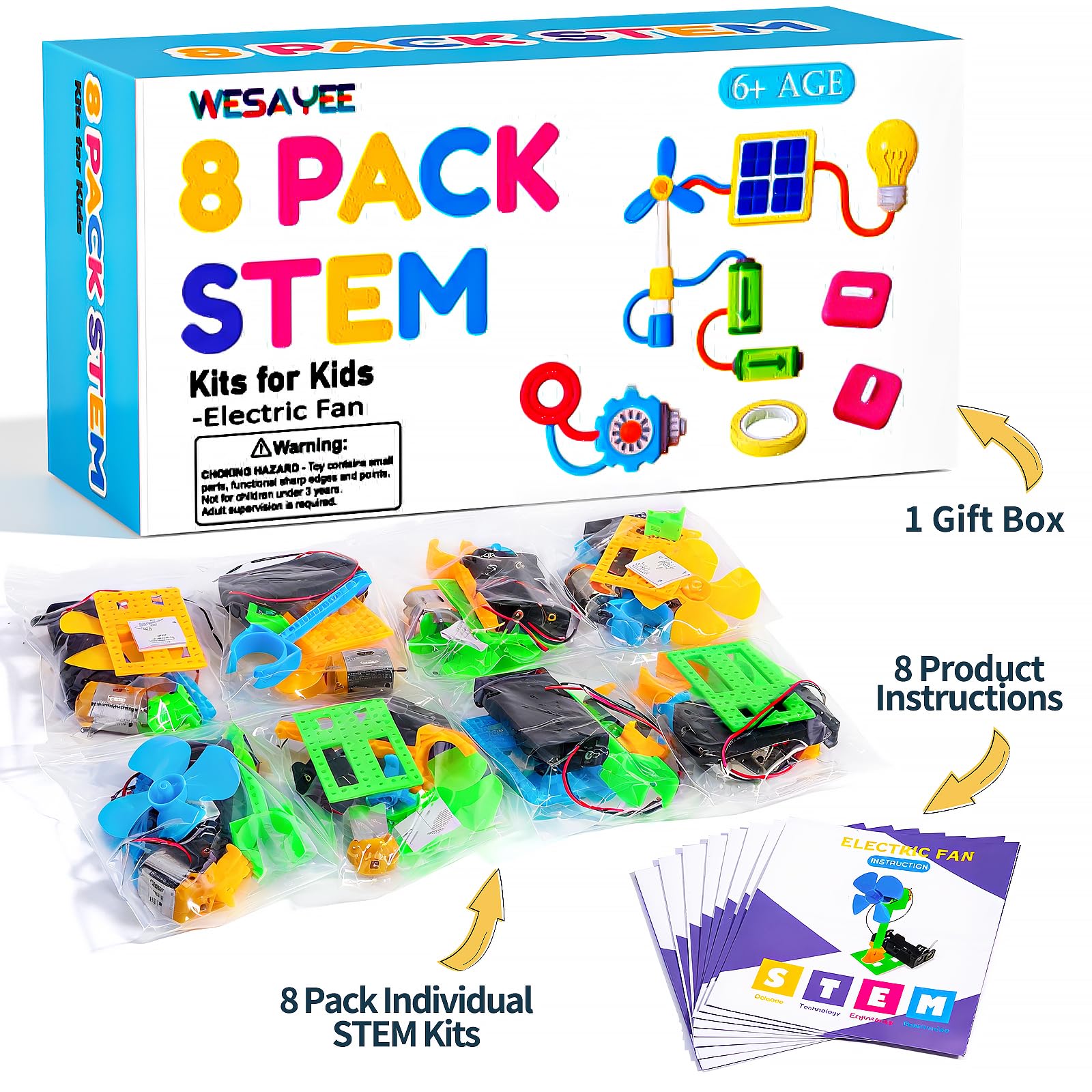 Kits STEM a granel – Juego de 8 ventiladores eléctricos, kits de ciencia para niñas y niños de 8 a 12 años, juguetes STEM para niños de 6-8 8 a 10 6 7 8 10 12 13 años, actividades de ingeniería 2