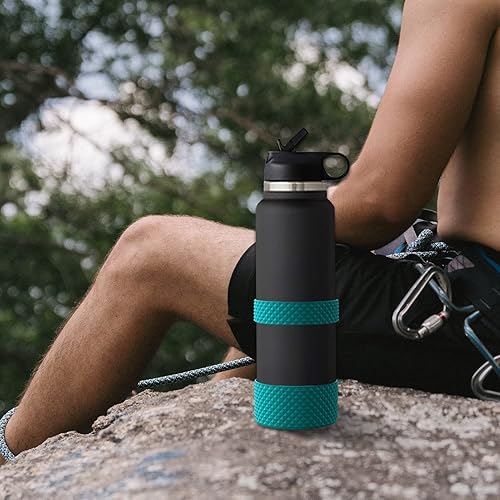 Miniatura 5 de Bota para botella de agua, doble protección con textura de diamante, protector de bota de silicona de 12 onzas a 40 onzas Hydro Sport Flask y más