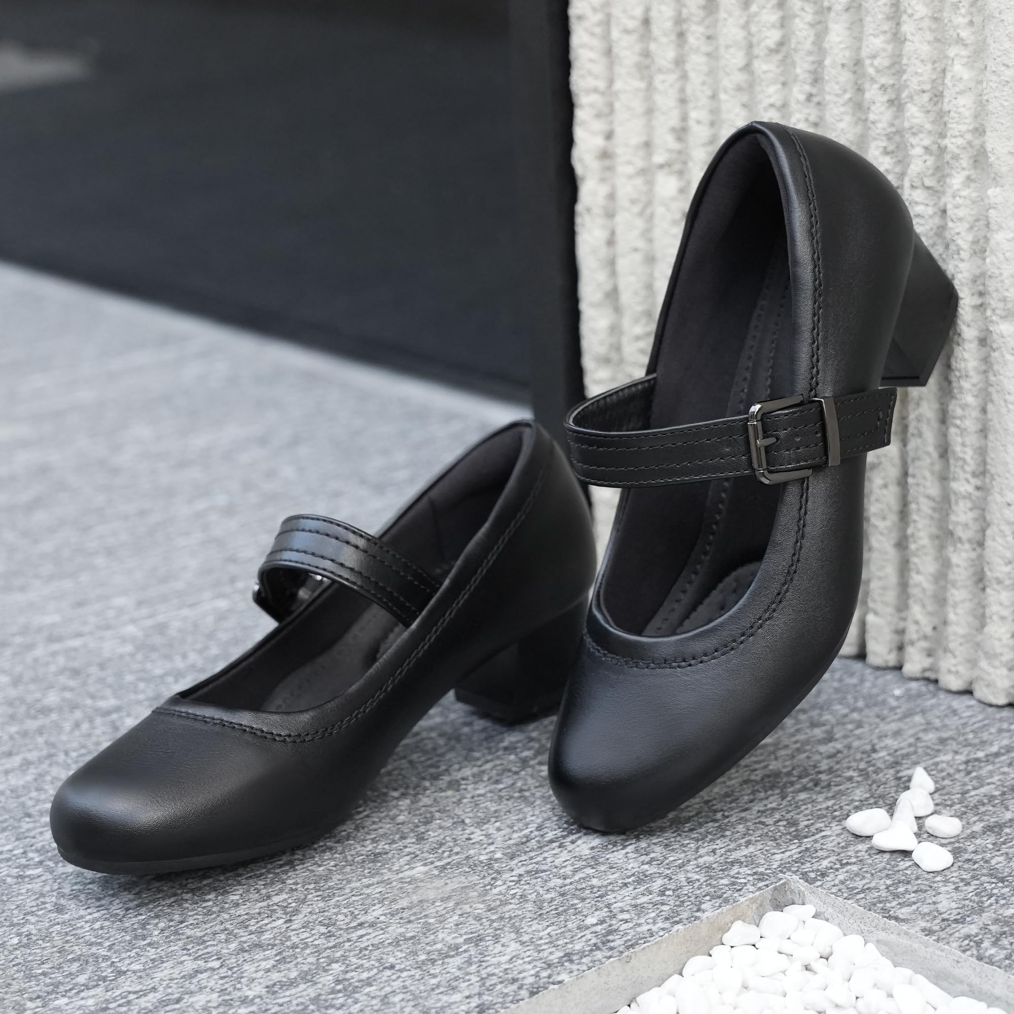 Ortho + Rest Damen Mary Janes Pumps für Hallux Valgus Orthopädische Kleid Schuhe Low Chunky Heels Trachtenschuhe