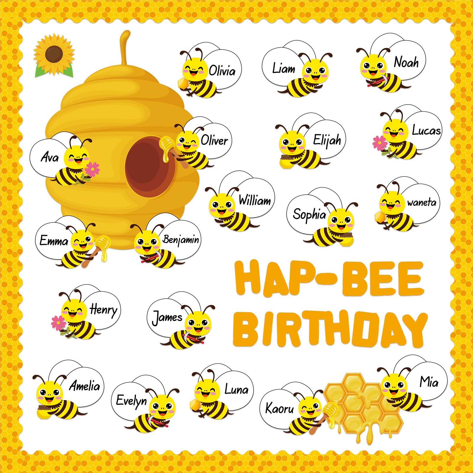 Bee House Classroom Decorations - Bee Theme Bulletin Board Set With Cutouts for Blackboard School Birthday Party Decor