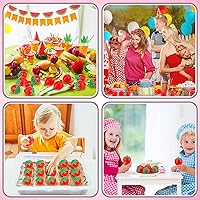 Vista 5 de Geosar 50 unidades de 2 pulgadas de fresa, bolas de estrés, mini espuma de fresa, juguetes elásticos para fiesta de frutas, juguete para aliviar