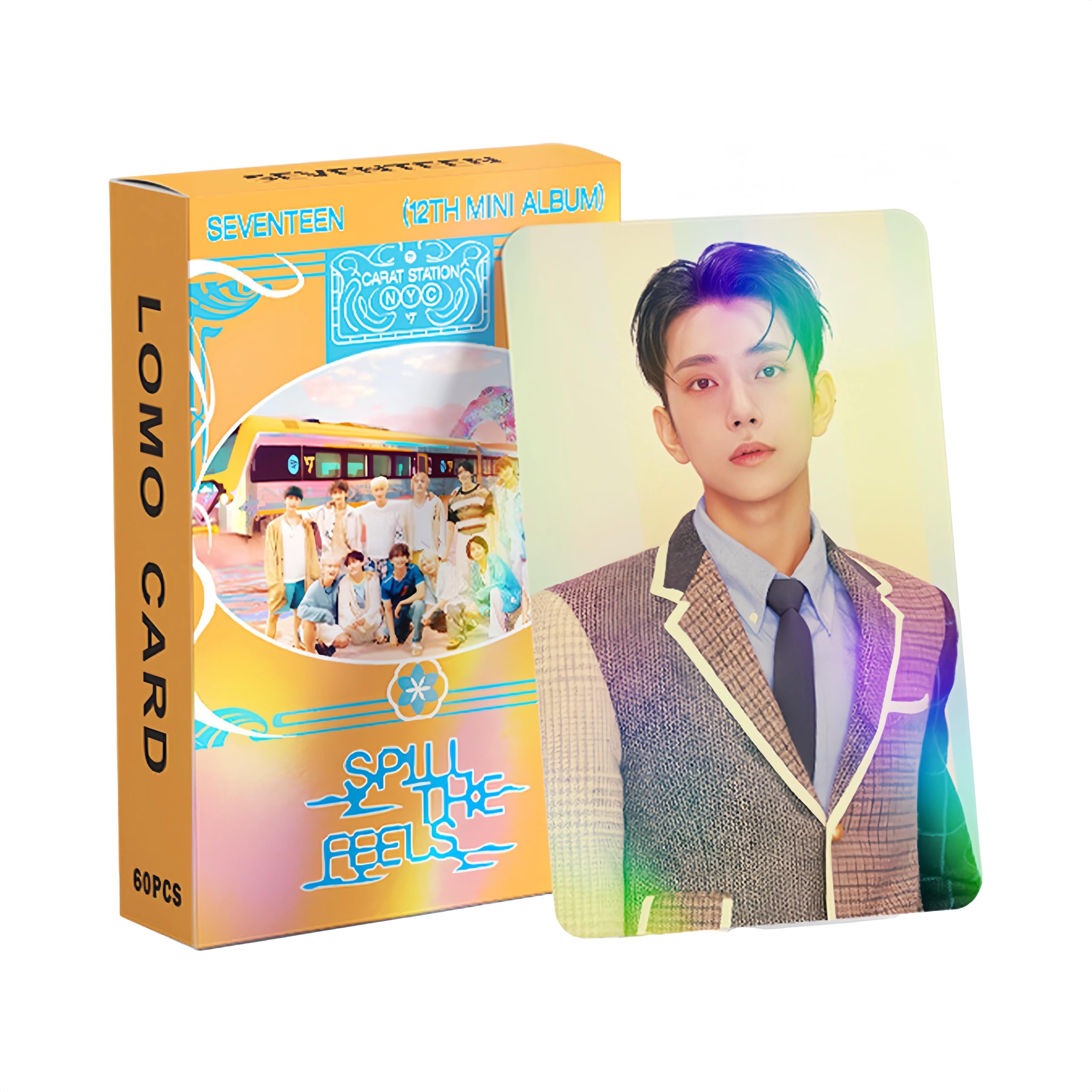 Seventeen Laser Cards 60PCS Seventeen Spill The Feels Photocards K-POP Seventeen Photocard Seventeen Spill The Feels Lomo Cards Gift for Fans Seventeen Birthday Party Decoration K-pop Merchandise