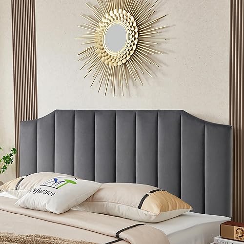 Cabecera tapizada de terciopelo tamaño KingCal King, cabecera capitonada para cama tamaño KingCal King, con acolchado de esponja de alta densidad,