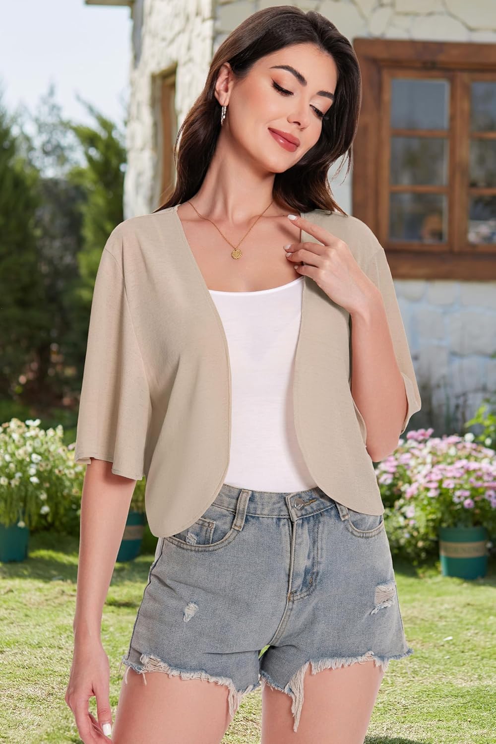 Women Bolero Shrug Cardigan Open Front Cover Up Sheer Short Sleeve Kimonos for Evening Dress - Image 7