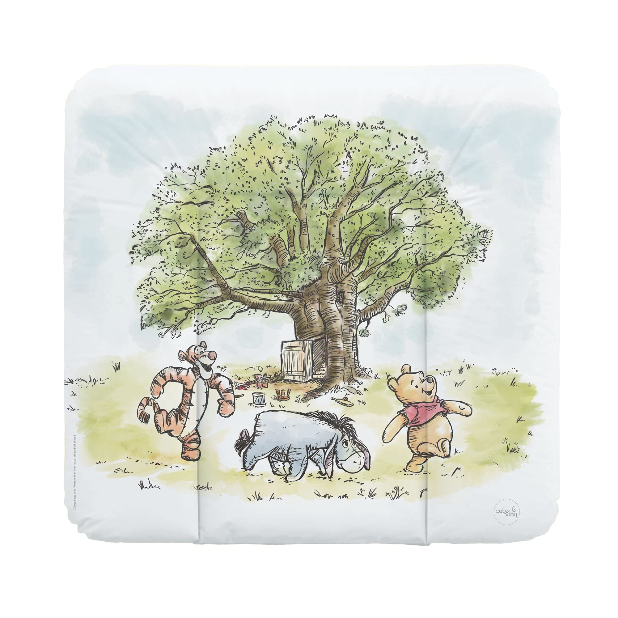 Ceba Baby Wickelauflage - Weiche Wickelunterlage zum Wechseln von Windeln, mit Disney-Motiven - Robustes PVC, abwaschbar - Wickeltischauflage - 75 x 72 cm - Winnie the Pooh