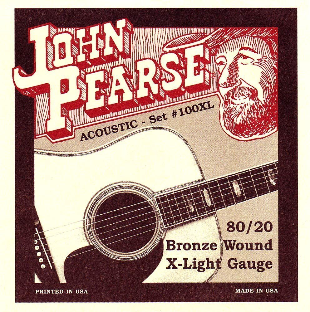 John Pearse JP Set, Bronze XL Strings for Acoustic Guitar (100XL 80/20)