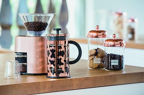 Miniatura 4 de Cafetera clásica Bodum Chambord, 8 tazas, 34 onzas, Juego para azúcar y crema, 2 pcs, Cobre
