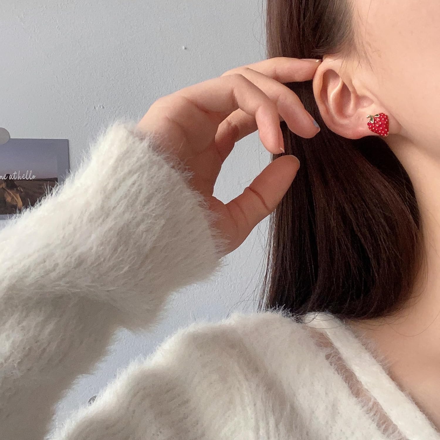 Red Strawberry Earrings 3D Simulation Strawberry Drop Dangle Earrings for Women Cute Acrylic Fruit Earrings Resin Strawberry Stud Earrings for Holiday - Image 5