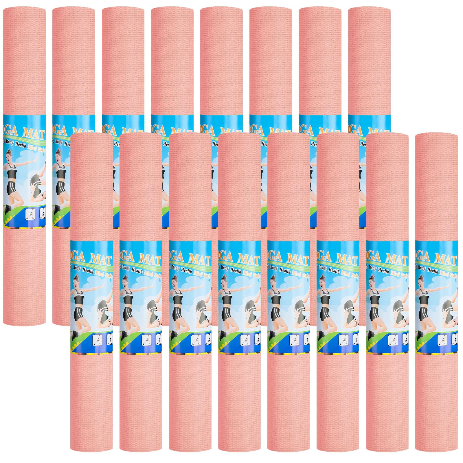 Photo 1 of 24 Pack 3 mm Thin Yoga Mats Bulk, Lightweight PVC Exercise Mats Non Slip Workout Fitness Pads for Yoga Pilates Stretching Classes Gym Home Studio, Easy to Clean (Rose)