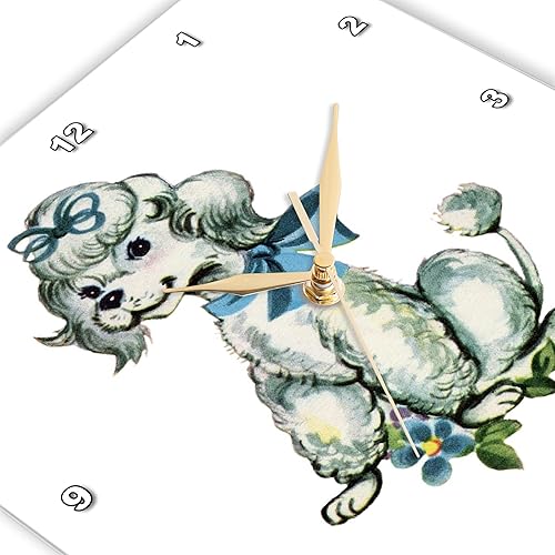 Miniatura 4 de 3dRose Lens Art de Florene - Retro - Imagen de caniche retro con lazo azul - Relojes de pared (DPP_302989)