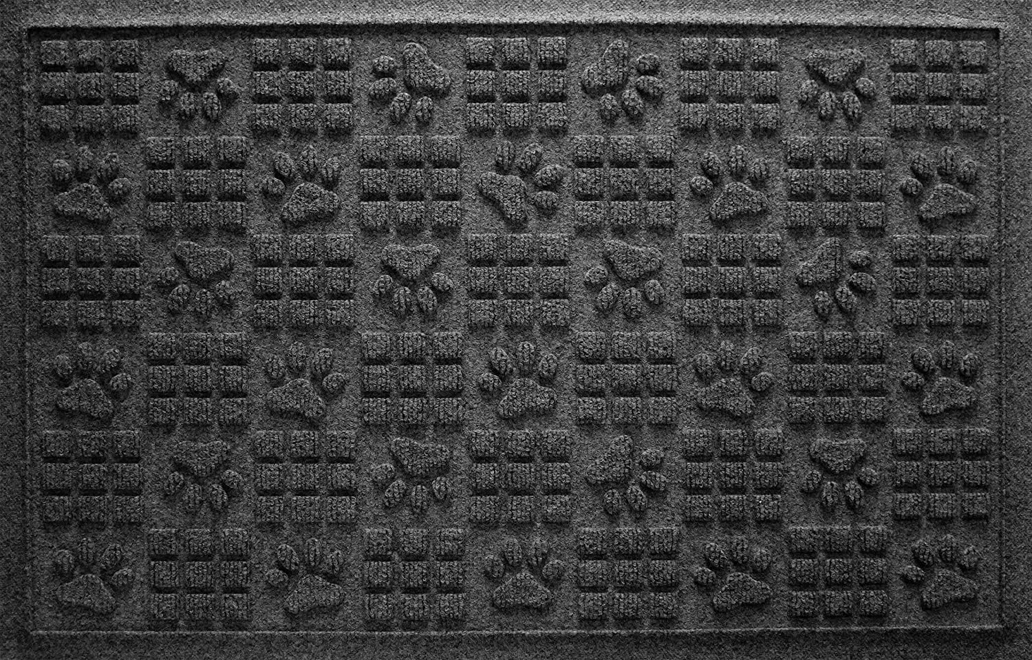 WaterHog Durable Indoor Outdoor Mat – Slip-Resistant Water Trapping Door Mat for Entryway, Porch, Garage, Mudrooms, Patios, Decorative Floor Covering, Made in USA, Dog Paw Design, Charcoal, 2' x 3'