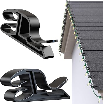 Lewufe Christmas Light Clips, Gutter Clips Outside String Lights Hooks Weatherproof for Holiday, Halloween, Christmas - Black, 50 Pcs