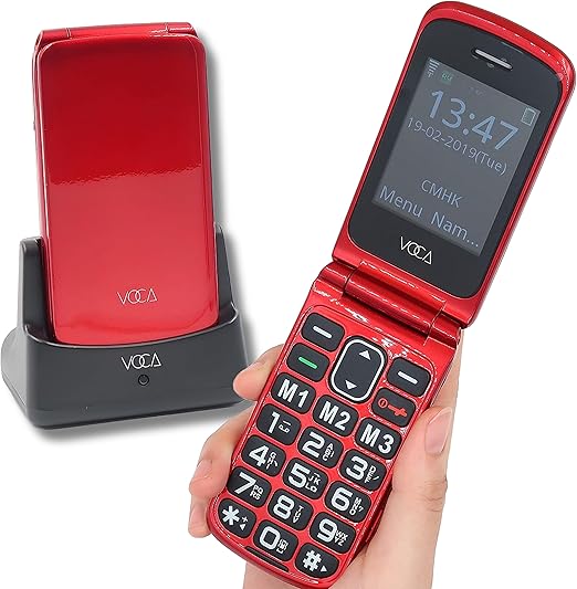 VOCA Big Button Flip Phone for Elderly Clamshell Phone 3G Loud Volume SOS Button