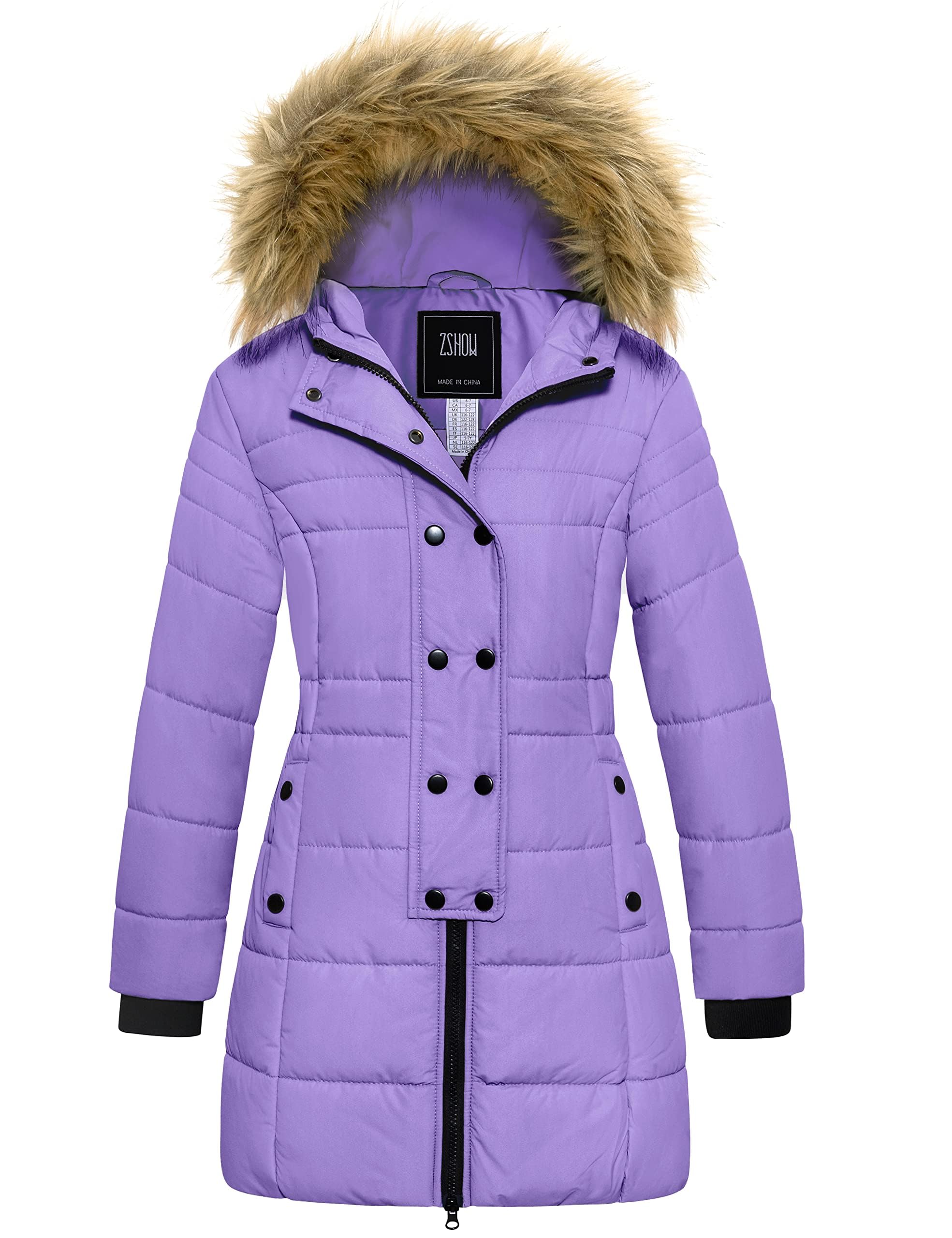ZSHOW Girls' Long Winter Coat Waterproof Warm Puffer Jacket Hooded Parka