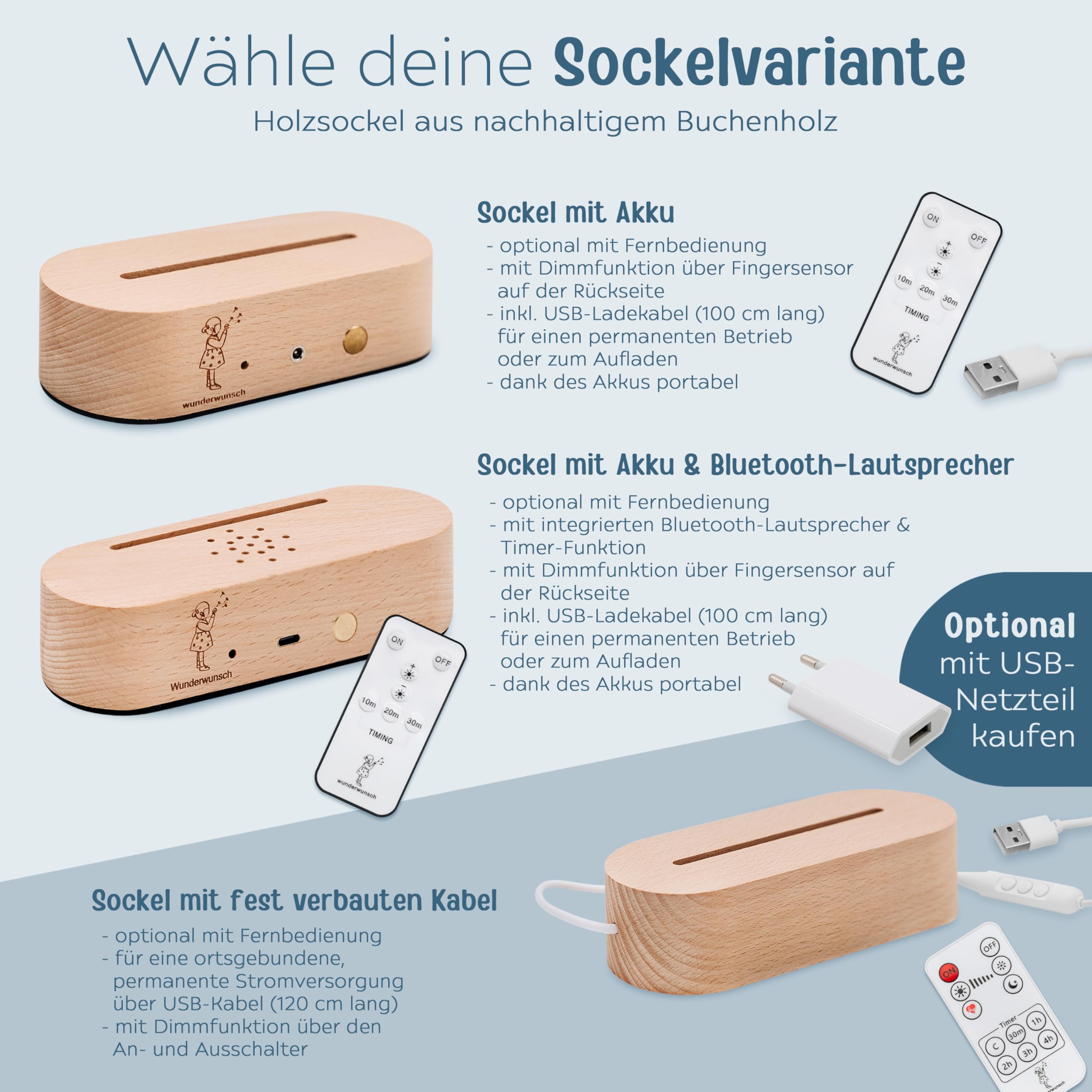 wunderwunsch - Personalisiertes Nachtlicht für Babys - Individuelle Nachttischlampe für Kinder - Personalisierte Geschenke Kinder - Babygeschenk - Geschenk zur Geburt