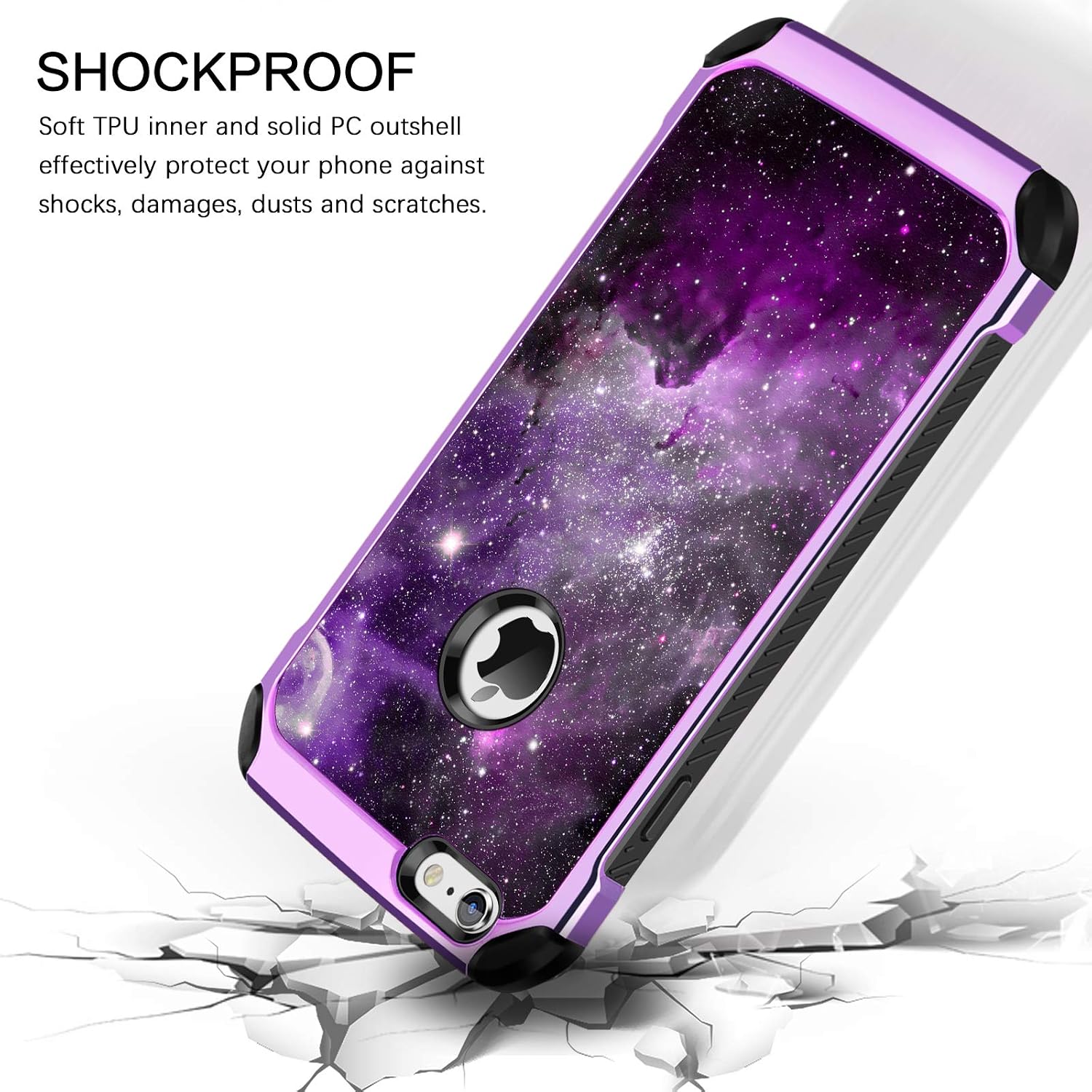 BENTOBEN iPhone 6S Plus Case, Slim Fit Glow in The Dark Shockproof Dual Layer Hybrid Hard PC Soft TPU Bumper Drop Protection Girl Women Covers for iPhone 6/6S Plus 5.5",Nebula/Space