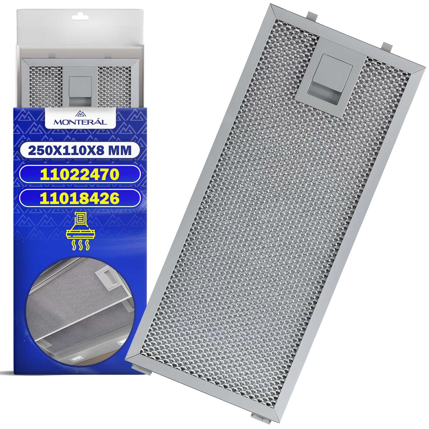Aluminium Metallfilter Dunstabzugshaube 250 x 110 x 8 mm mit dem Originalcode 11022470 11018426 für Bosch für Balay für Siemens für Neff - Garantie 10 Jahre - MONTERAL
