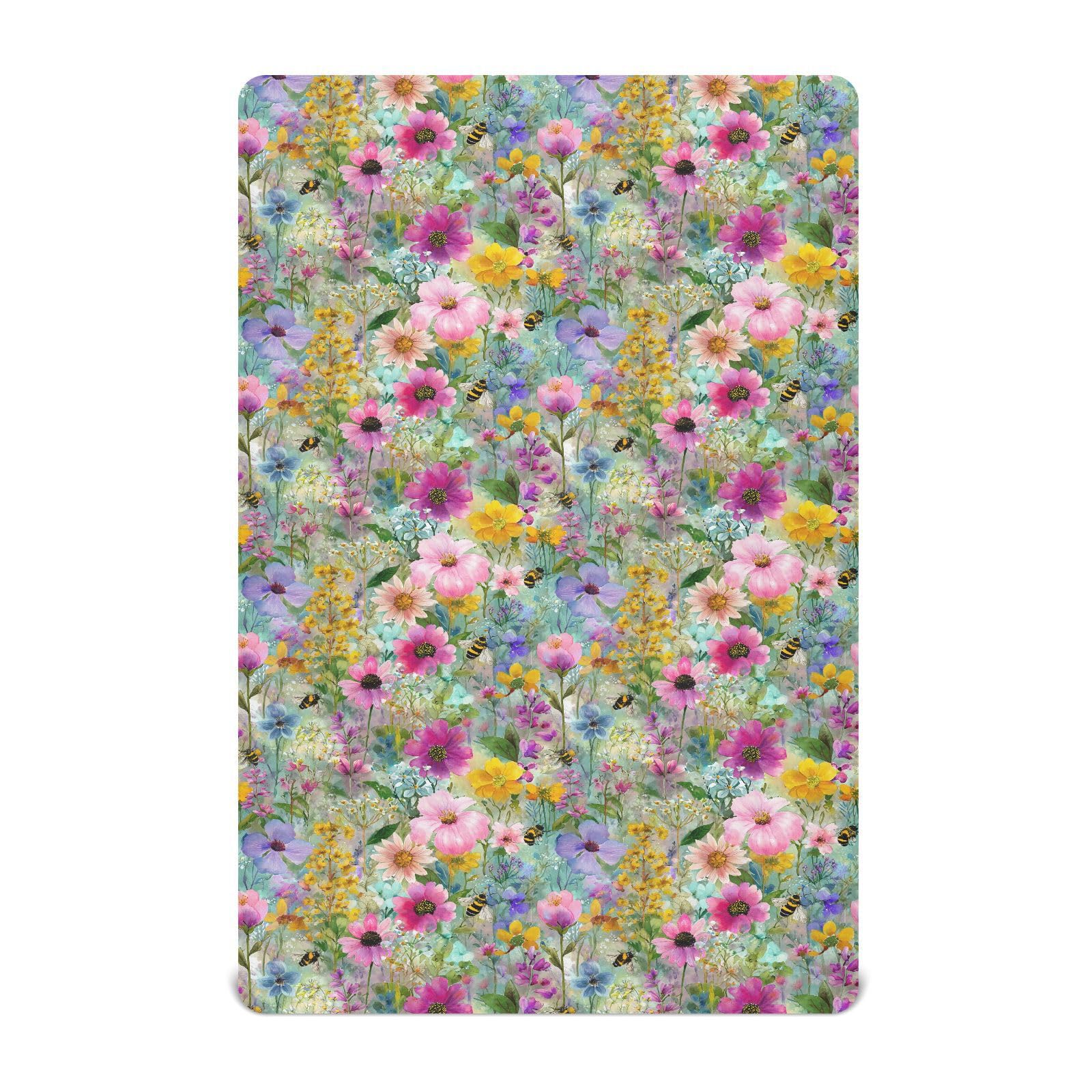 Crib Sheet Breathable Soft Crib Mattress Sheet for Baby Toddler Boys Girls Fitted Crib Sheet Fit Standard Crib Mattress 52 x 28 Inch Colorful Bees Flowers